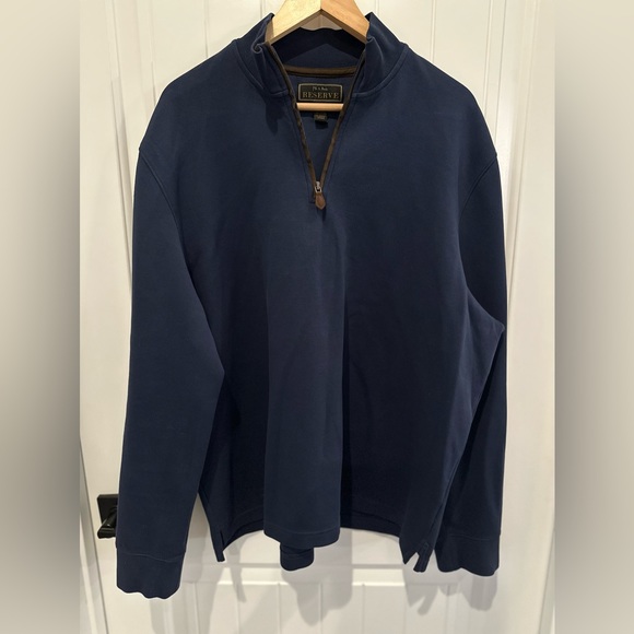 Jos. A. Bank Reserve Mens Large Long Sleeve Blue 1/4 Zipper Sz XXL - Picture 1 of 6